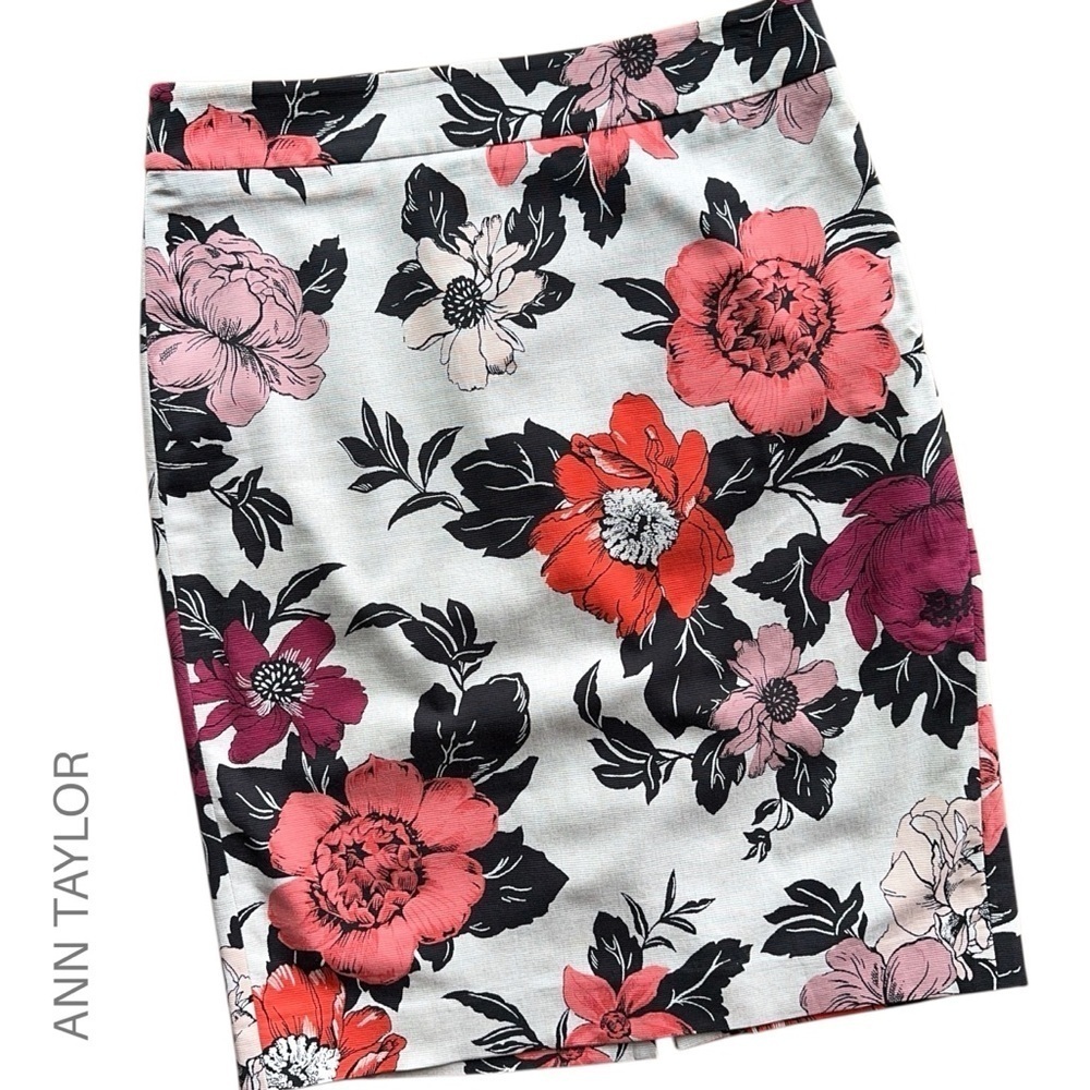 ANN TAYLOR | NWOT SUN DRENCHED FLORAL PENCIL SKIRT COTTON LINED | SIZE: 8